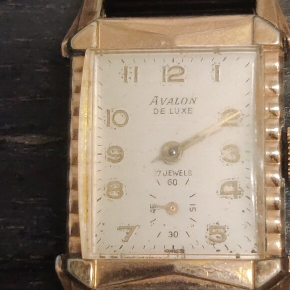 Avalon art deco mechanical watch domed steel milanese strap 10k rgp 22x38mm runs - Picture 3 of 14